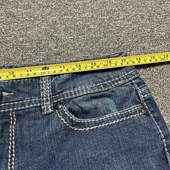 Y2K Code Bleu Blue Modern Rise Bootcut Jeans Size 14R Embroidered - Picture 5 of 8